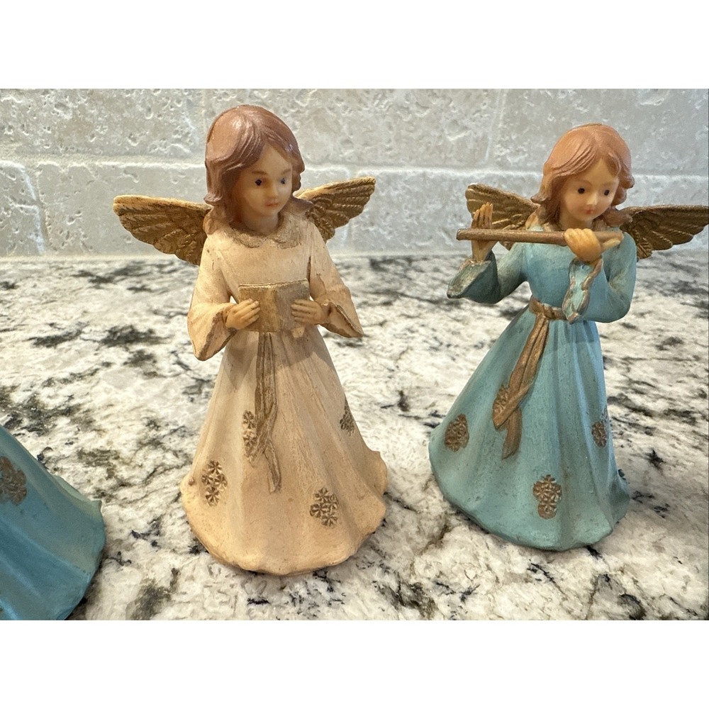 5 Vtg Art Plastics Angel Figurine Ornament Lot British Hong Kong Songbook Flute - Picture 4 of 9